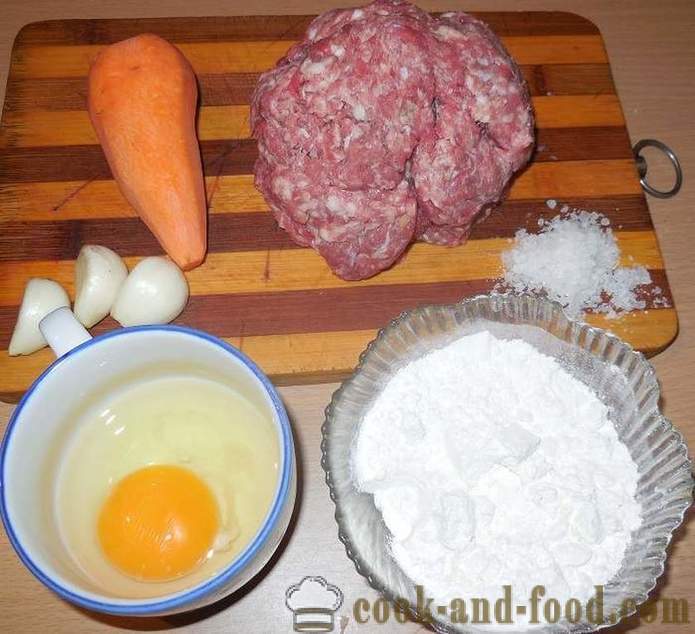 Heerlijke pasteitjes van gehakt vlees: varkensvlees, rundvlees, wortelen en knoflook - hoe schnitzels van vlees, een stap voor stap recept foto's te koken