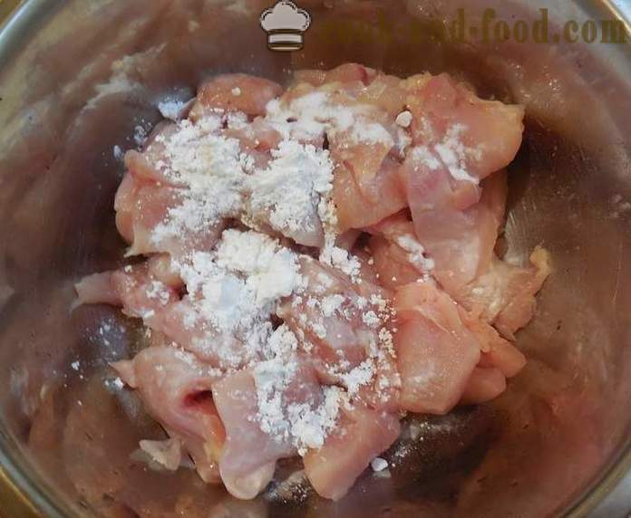 Hoe kip koken in een pan met zetmeel - sappig en lekker - het recept met een foto