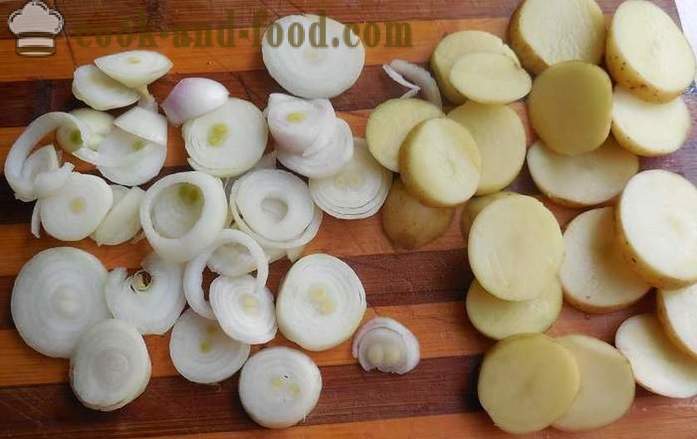 Plantaardige braadpan met champignons en aardappelen in multivarka - hoe plantaardige braadpan koken - recept met foto's - stap voor stap