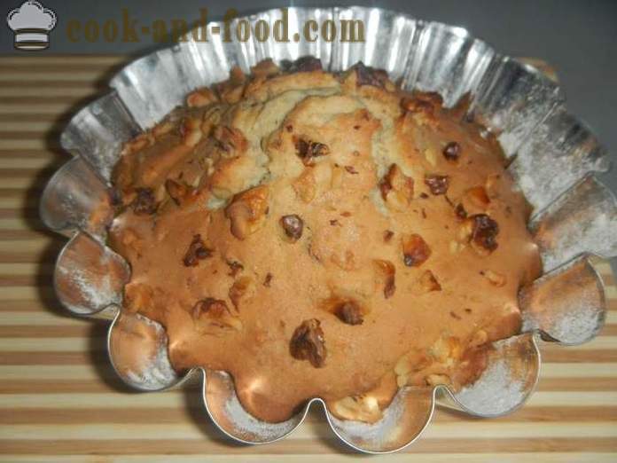Eenvoudige walnoot cupcake op kefir - hoe je een taart te koken thuis, stap voor stap recept met foto's.