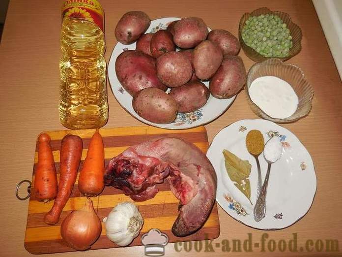 Plantaardige stoofpot in multivarka, met vlees en aardappelen - hoe stoverij in multivarka, stap voor stap recept met foto's koken.