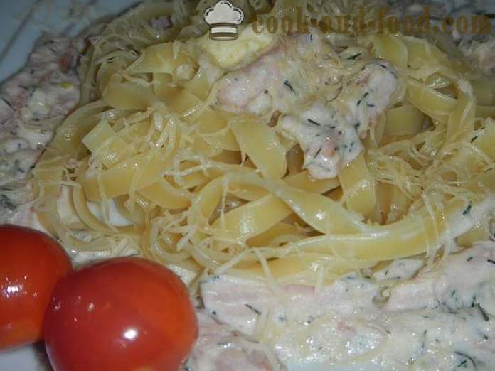 Nest van pasta met kaas saus en steur. Hoe maak je pasta nest koken - recept met foto's, stap voor stap.
