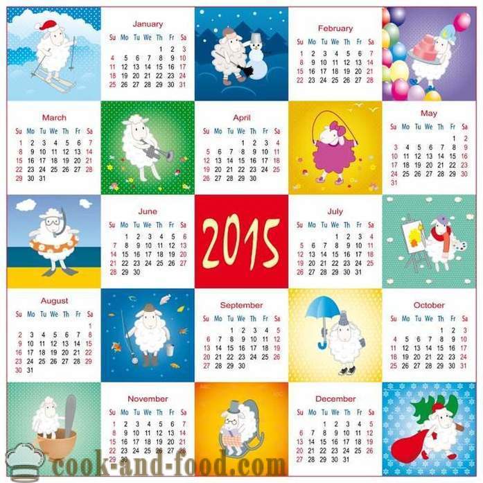 Kalender 2015 Jaar van de Geit (Schaap): gratis te downloaden Kerstmis kalender met geiten en schapen.
