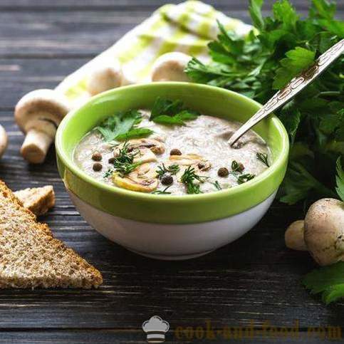 Geurige soep met champignons: 2 originele recept